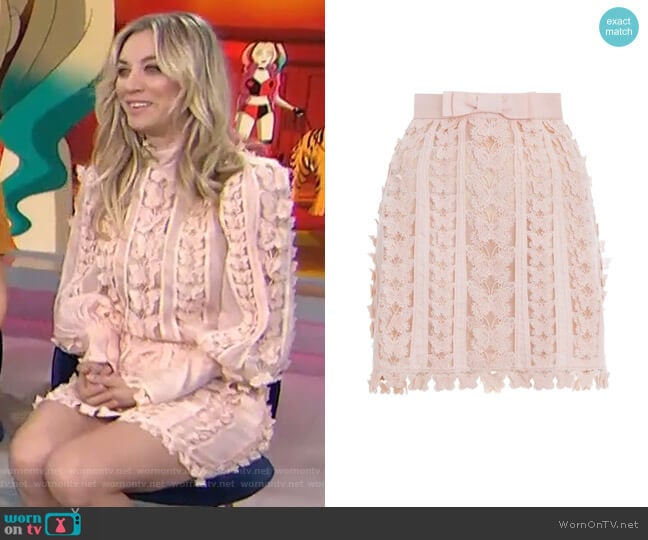 Super Eight Flutter Mini Skirt by Zimmermann worn by Kaley Cuoco on Today Show