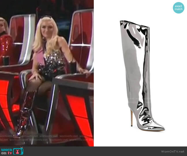 Alex Mirror Boots by Alexandre Vauthier worn by Gwen Stefani  on The Voice
