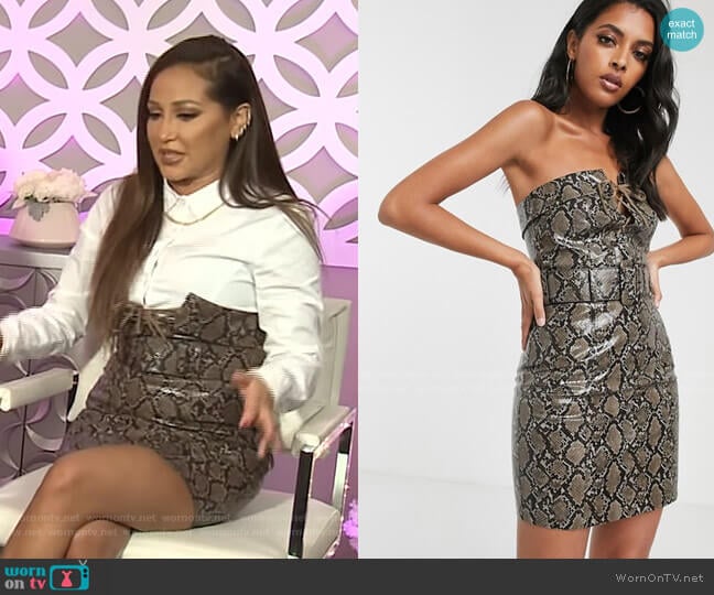 Belted Mini Dress with lace up by Asos worn by Adrienne Houghton on The Real