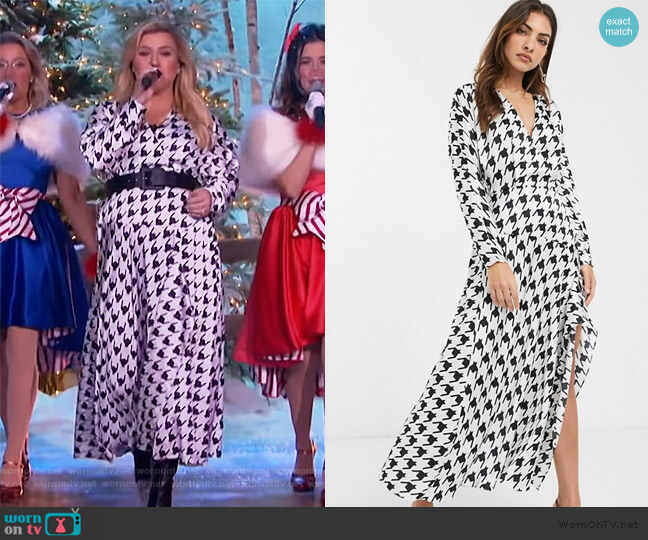 Wrap Front Midi Dress by ASOS worn by Kelly Clarkson on The Kelly Clarkson Show