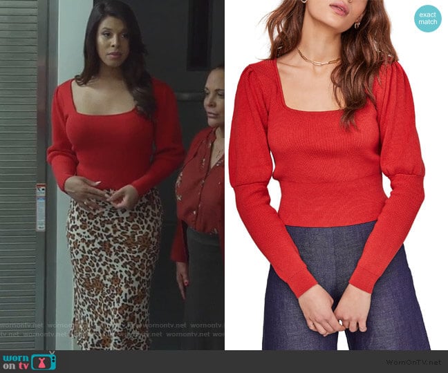 Bijou Square Neck Sweater by ASTR The Label worn by Hailie Sahar on Good Trouble