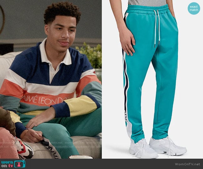 Aime Leon Dore Striped Tech-Knit Track Pants worn by Andre Johnson Jr (Marcus Scribner) on Black-ish