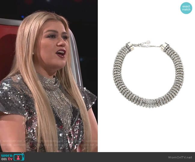 Swarovski Crystal Tubular Choker Necklace by Alexander McQueen worn by Kelly Clarkson on The Voice