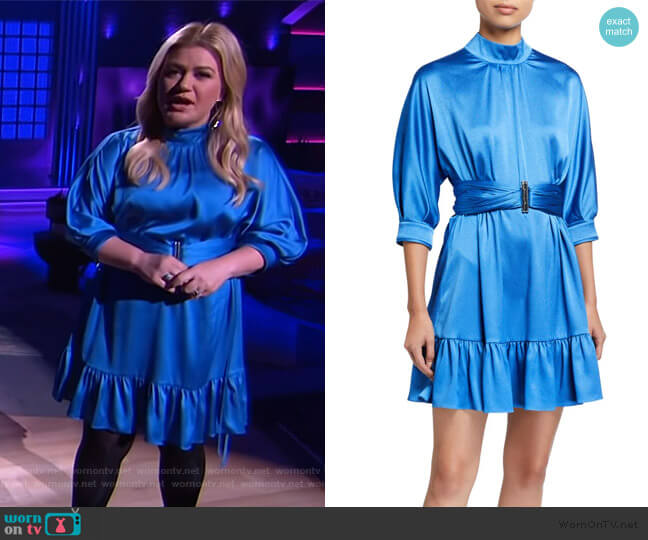 WornOnTV: Kelly’s blue satin mini dress on The Kelly Clarkson Show ...