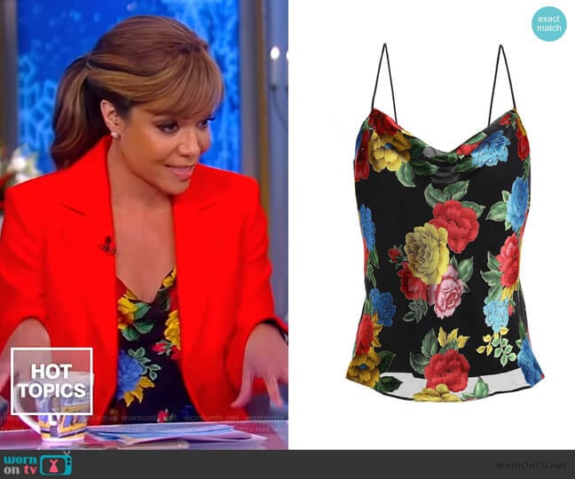 Camellia Bouquet devoré-chiffon camisole by Alice + Olivia worn by Sunny Hostin on The View