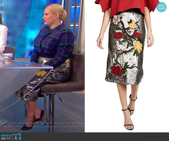 Ella Embellished Sequin Skirt by Alice + Olivia worn by Meghan McCain on The View