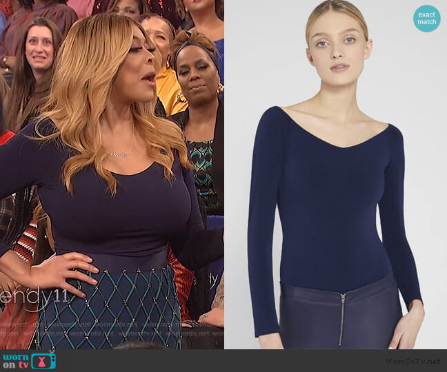 Lynetta Long Sleeve Bodysuit by Alice + OIivia worn by Wendy Williams on The Wendy Williams Show