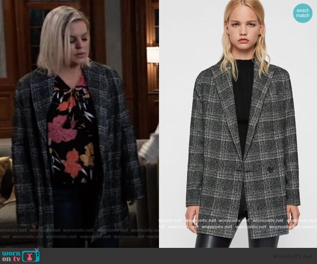 All Saints Lucia Oversized Plaid Blazer worn by Maxie Jones (Kirsten Storms) on General Hospital