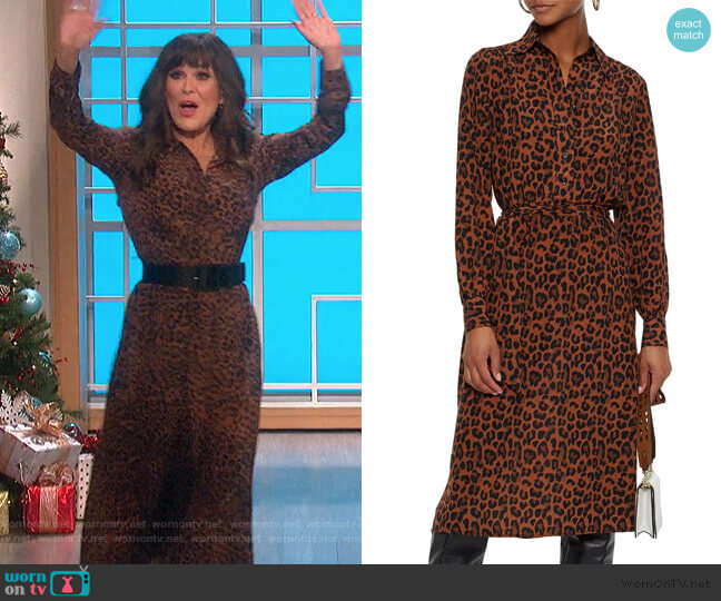 Gart belted leopard-print silk shirt dress by Antik Batik worn by Marie Osmond on The Talk