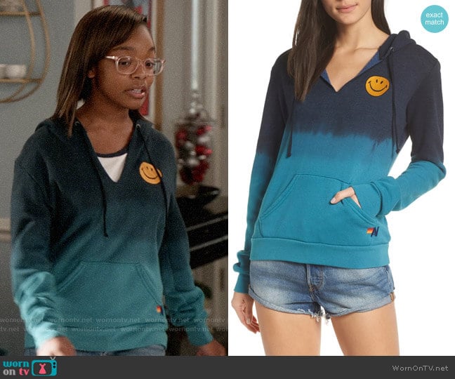 Aviator Nation Faded Smile Hoodie worn by Diane Johnson (Marsai Martin) on Black-ish