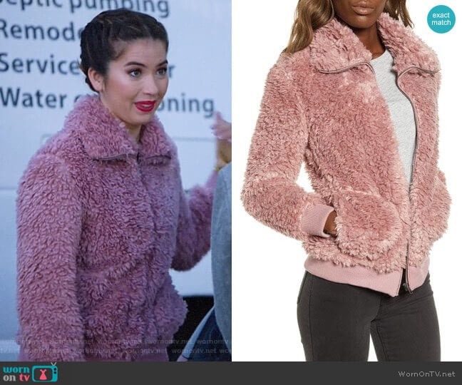 BB Dakota Teddy Or Not Faux Fur Bomber Jacket worn by Cheyenne (Nichole Bloom) on Superstore