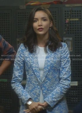 Bess’s blue floral blazer on Nancy Drew