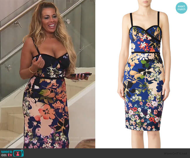 Daria Sheath Dress in Lisse Garden by Black Halo worn by Dolores Catania on The Real Housewives of New Jersey