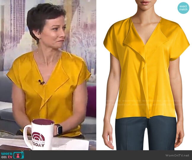 WornOnTV: Stephanie’s yellow v-neck satin top on Today | Stephanie Gosk ...