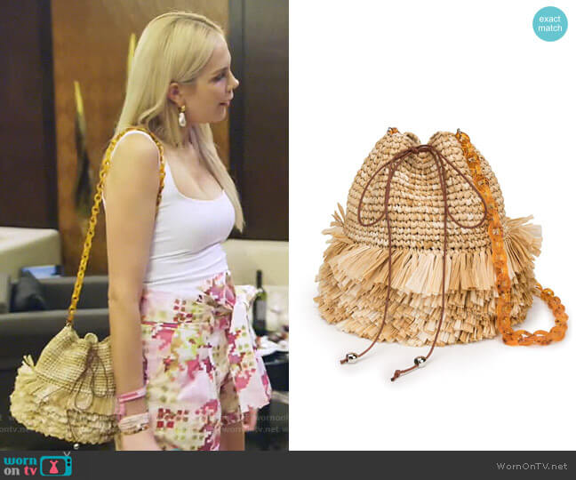 Fringed Bucket Bag by Carolina Santo Domingo worn by Kameron Westcott on The Real Housewives of Dallas