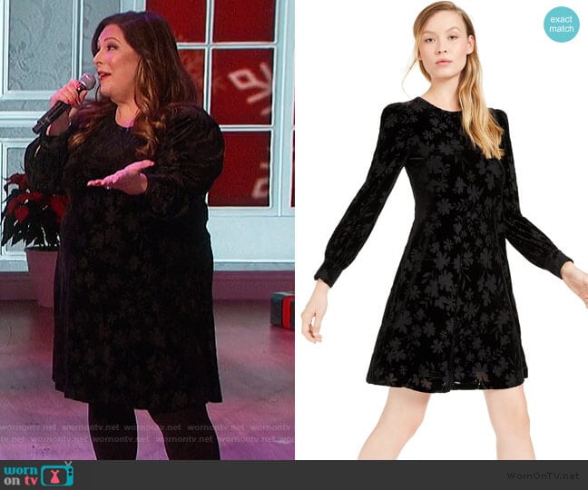 Velvet Burnout Mini Dress by Calvin Klein worn by Carnie Wilson on The Talk