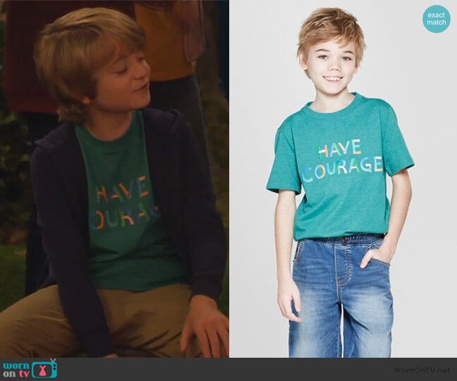 Have Courage short sleeve t-shirt by Cat & Jack at Target worn by Finn Sawyer (Will Buie Jr) on Bunkd