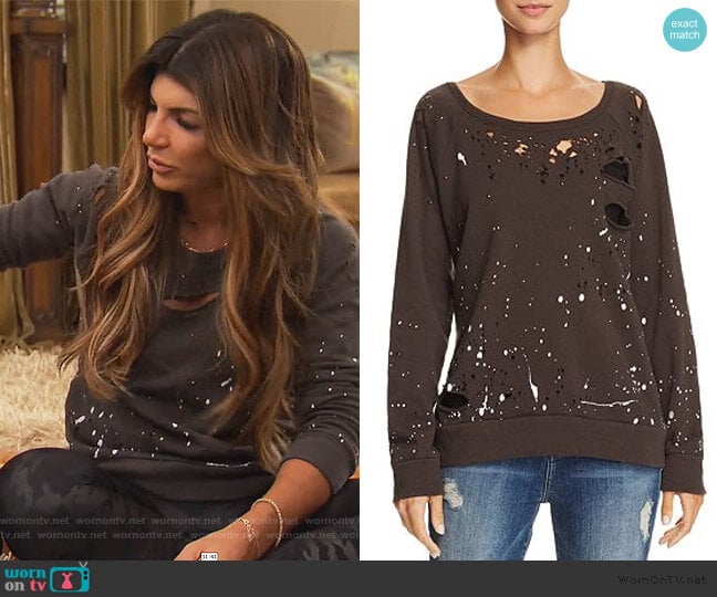 Studded Cold Shoulder Top by INC International Concepts worn by Teresa Giudice on The Real Housewives of New Jersey