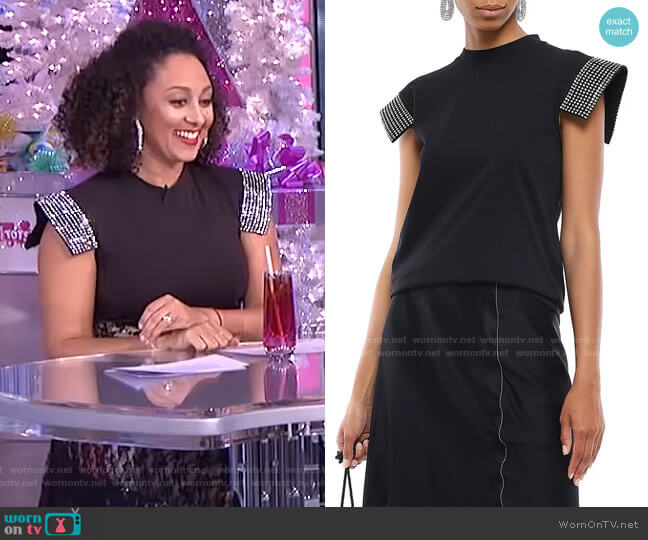 Crystal-Embellished Top by Christopher Kane worn by Tamera Mowry on The Real