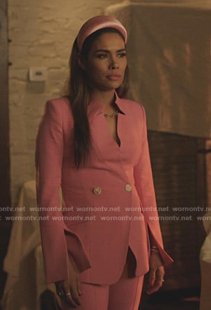 Cristal's pink double breasted blazer on Dynasty