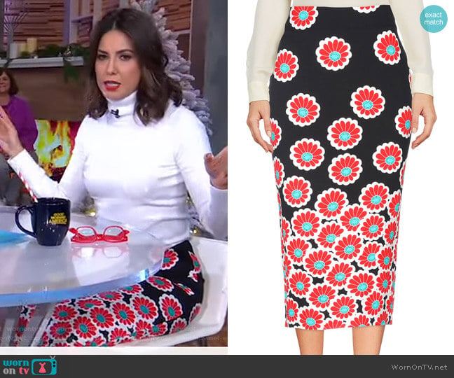 Printed Pencil Skirt by Diane von Furstenberg worn by Cecilia Vega on Good Morning America