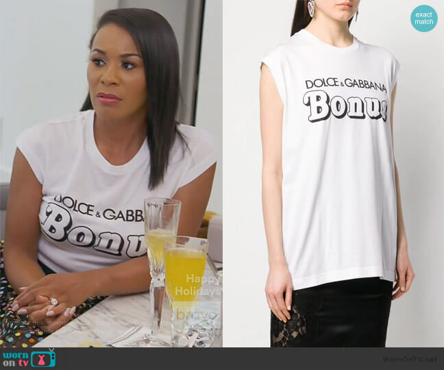 Bonus T-shirt by Dolce & Gabbana worn by Yovanna Momplaisir on The Real Housewives of Atlanta