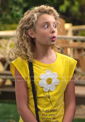 Destiny’s yellow floral applique tee on Bunkd