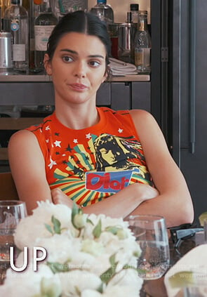 Kendall's red Dior print tank top on Keeping Up with the Kardashians