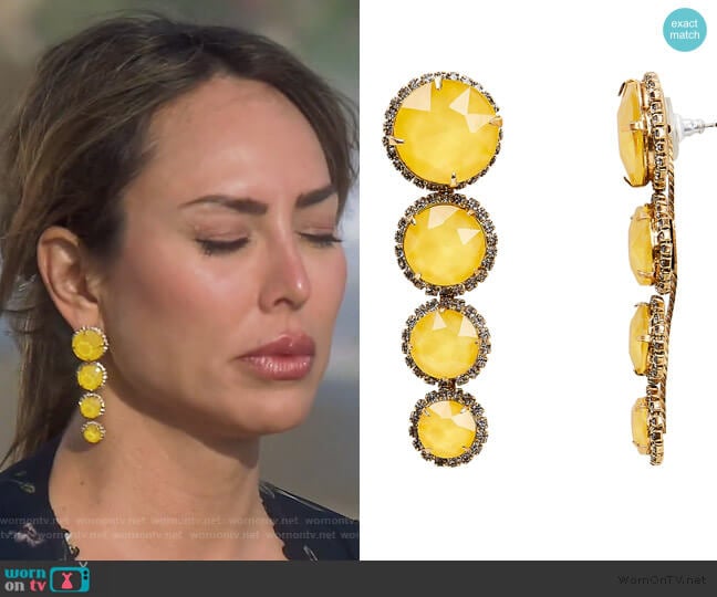 Yellow Graduated Drop Earrings by Elizabeth Cole worn by Kelly Dodd on The Real Housewives of Orange County