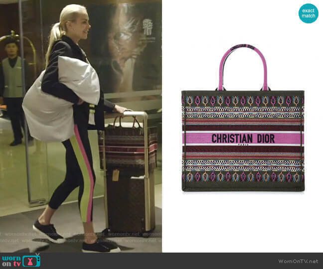 Embroidered Book Tote Bag by Christian Dior worn by Kameron Westcott on The Real Housewives of Dallas