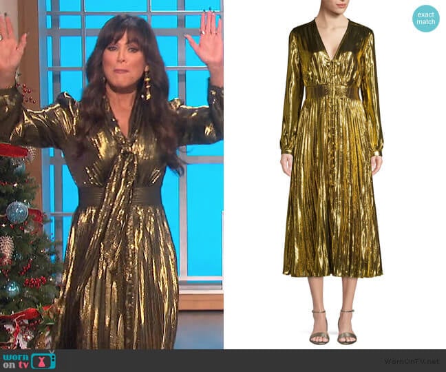 Macin Metallic Midi Dress by Equipment worn by Marie Osmond on The Talk