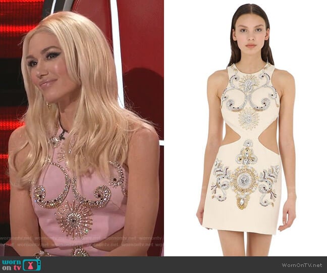 Embellished Wool Crepe Dress with Cut Outs by Fausto Puglisi worn by Gwen Stefani on The Voice