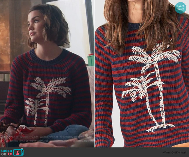 Stripe Palm Sweater by Faherty worn by Callie Foster (Maia Mitchell) on Good Trouble