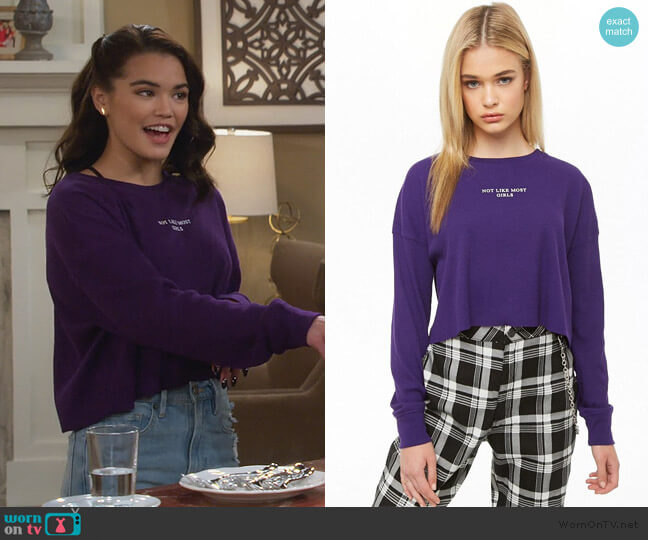 Not Like Most Girls Graphic Top by Forever 21 worn by Alexa Mendoza (Paris Berelc) on Alexa & Katie