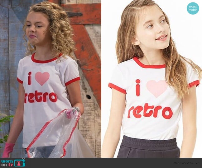 WornOnTV: Destiny’s white Love Retro tee on Bunkd | Mallory James