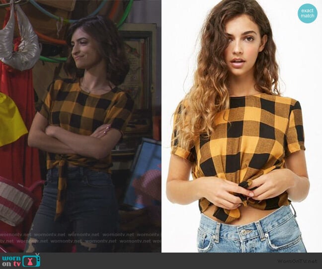 Tie Front Plaid Top by Forever 21 worn by Ramona Gibbler (Soni Nicole Bringas) on Fuller House