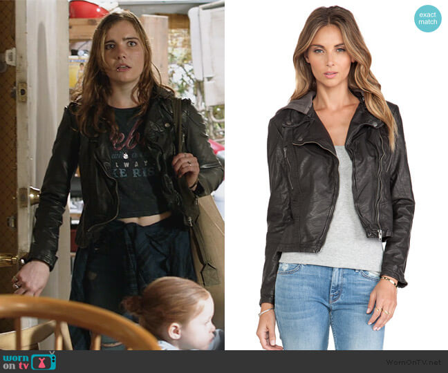 Vegan Leather Hooded Moto Jacket by Free People worn by Elise Kearny Eberle on Shameless