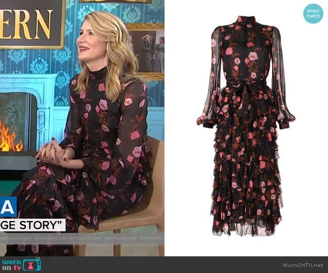 Floral Tiered Ruffle Dress by Giambattista Valli worn by Laura Dern on Today Show