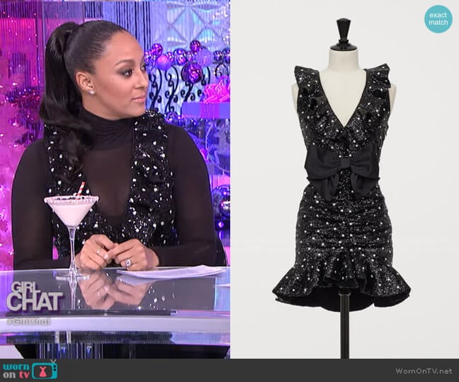 Sequined Cocktail Dress by Giambattista Valli x H&M worn by Tamera Mowry on The Real