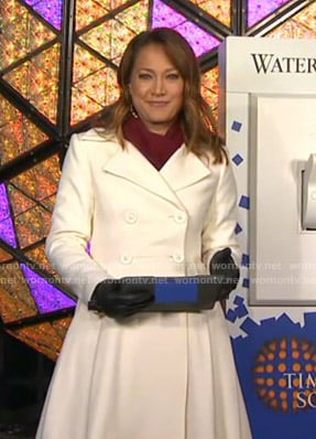 Ginger’s white flare coat on Good Morning America