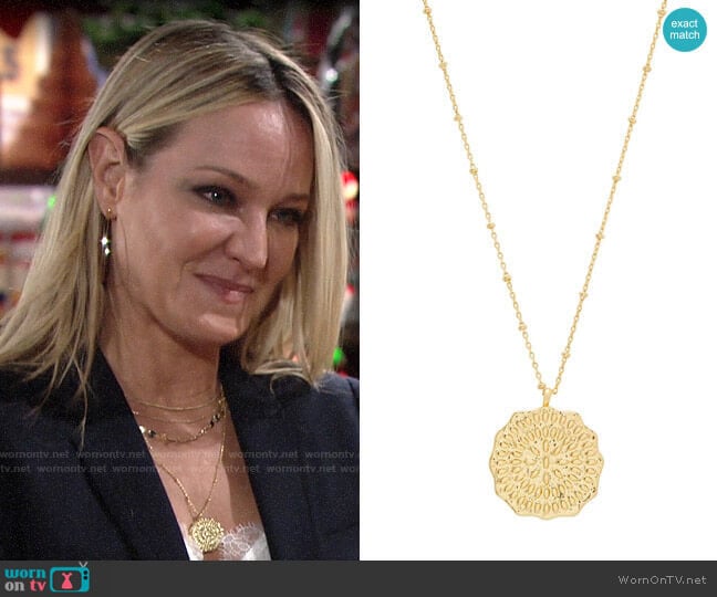 Gorjana Mosaic Coin Pendant Necklace worn by Sharon Newman (Sharon Case) on The Young and the Restless