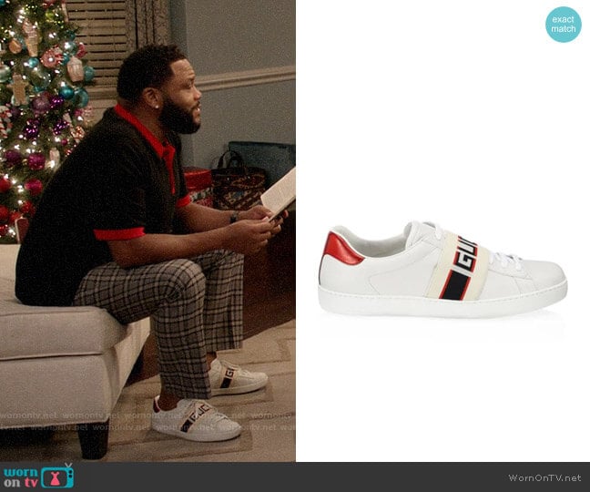 Gucci New Ace Gucci Stripe Leather Sneaker worn by Andre Johnson (Anthony Anderson) on Black-ish