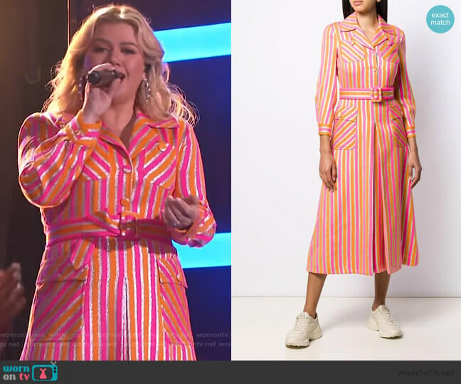 Striped Shirt Dress Gucci worn by Kelly Clarkson on The Kelly Clarkson Show