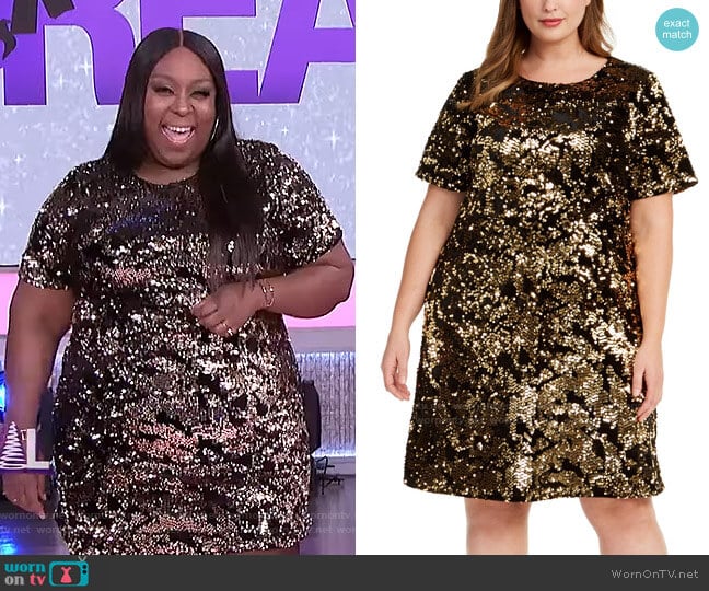 Plus Size Two-Tone Sequin Dress by INC International Concepts worn by Loni Love on The Real