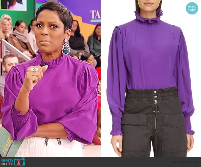 Yoshi Puff Sleeve Top by Isabel Marant Etoile worn by Tamron Hall on Tamron Hall Show