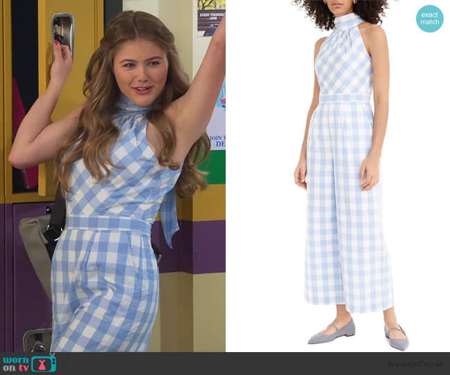 Gingham High Neck Cotton Poplin Jumpsuit by J. Crew worn by Gwenny (Kerri Medders) on Alexa & Katie