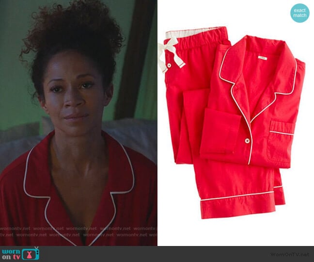 Vintage Pajamas in red by J. Crew worn by Sherri Saum on Good Trouble