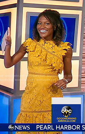 yellow floral lace dress