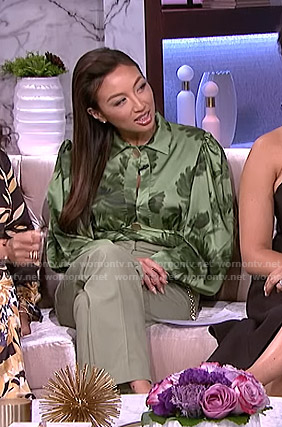 Jeannie’s green printed blouse and pants on The Real