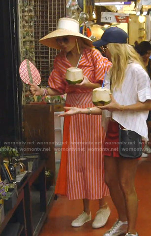 Kameron's red and pink striped blouse and skirt on The Real Housewives of Dallas
